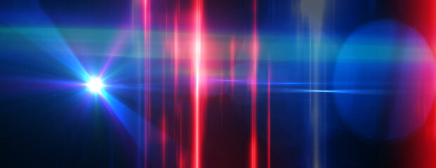 Obraz premium Abstract illustration of red light trails and spots of light against blue background