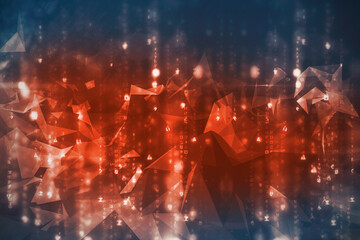 Fototapeta na wymiar Abstract illustration of red plexus networks over data processing against blue background