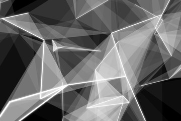 Abstract illustration of grey plexus networks against black background