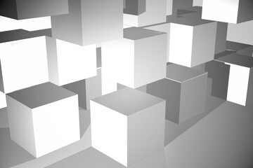Abstract illustration of multiple 3d grey cubes against white background