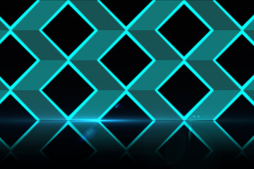 Abstract illustration of green neon geometrical shapes against black background