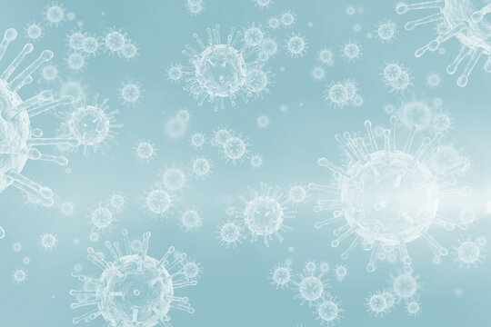 Abstract illustration of covid-19 cells against blue background