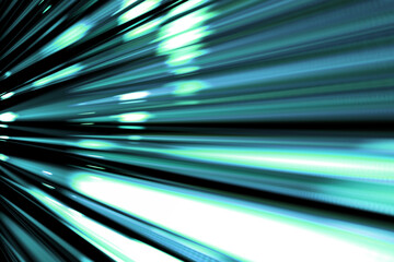 Abstract illustration of green glowing light trails against black background