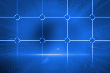 Obraz premium Abstract illustration of dots over grid lines against blue background