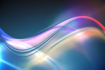 Abstract illustration of multicolored glowing digital waves against green background