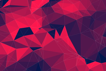 Abstract illustration of red geometric polygonal shapes against black background