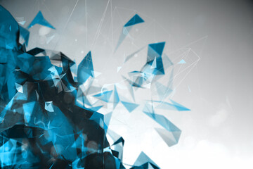 Fototapeta na wymiar Abstract illustration of blue geometric polygonal shapes against grey background