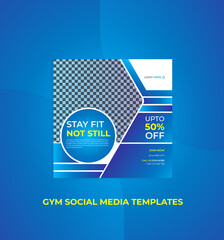 Gym social media and square fitness marketing templates