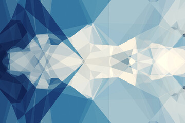 Abstract illustration of blue and white geometrical polygonal abstract shapes against blue backgroun
