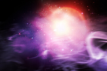Abstract illustration of colorful nebula in space background
