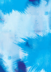 Abstract illustration of blue paint splatters against white background