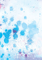 Abstract illustration of blue paint splatters against white background