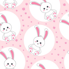 Cute Easter bunny seamless pattern vector illustration. Perfect for wallpapers, pattern fills, background and surface textures