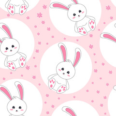 Cute Easter bunny seamless pattern vector illustration. Perfect for wallpapers, pattern fills, background and surface textures