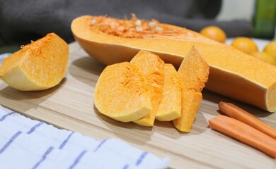 pumpkin on a wooden board