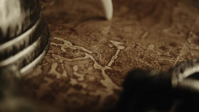 Close shot of an old medieval map.