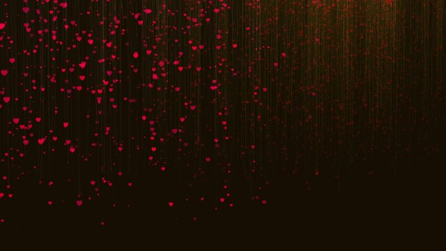 Falling red heart shapes background