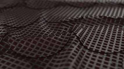 3d Abstract Woven Mesh Textile Texture Render in Deep Leathery Brown and Black Metallic Tone