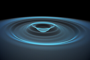 Abstract illustration of water ripple circle effect against black background