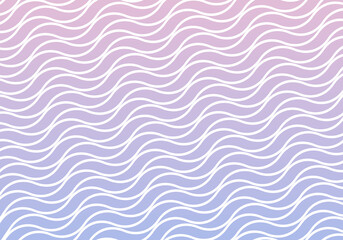Abstract illustration of wavy lines in seamless pattern against pink and blue gradient background