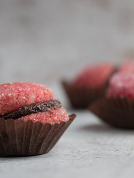 Red Macaroons And Red Cupcakes