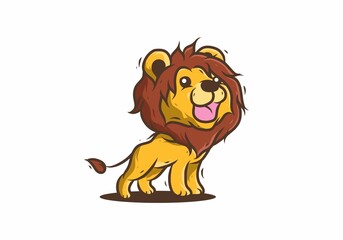 Cute yellow lion illustration