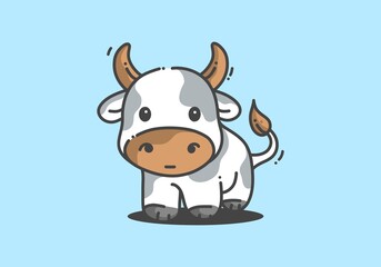 White cute little cow illustration