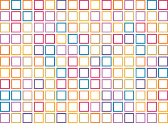 Abstract illustration of multicolor square shapes in seamless pattern against white background