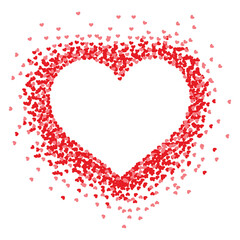 Digitally generated illustration of multiple red hearts forming a big heart on white background
