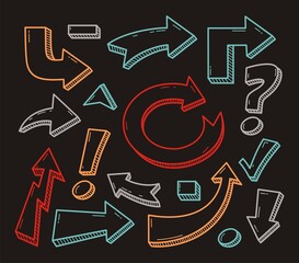 Set of arrows vector illustration.Arrow doodles vector