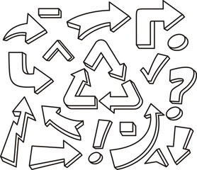 Set of arrows vector illustration.Arrow doodles vector