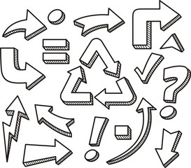 Set of arrows vector illustration.Arrow doodles vector