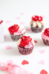 Valentines Cupcakes Frosted with Sprinkles