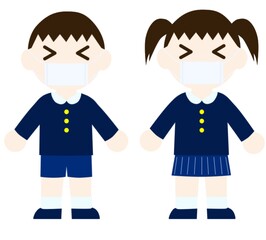 マスクをつけている制服を着た子供