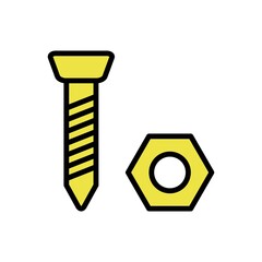 Screw Nut And Bolt Icon Color Design Vector Template Illustration