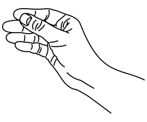 右手の線画イラスト