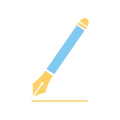 Fountain Pen Flat Icon Vector Logo Template Illustration