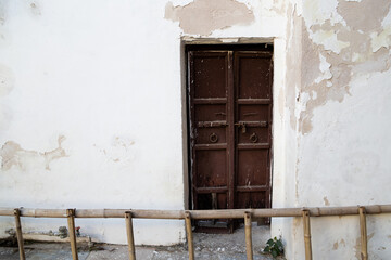 Bagore Ki Haveli, old house door and wall in Udaipur, India