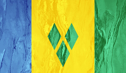 Abstract vector grunge flag of Saint Vincent and the Grenadines country.