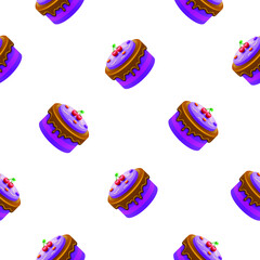 Seamless Pattern Abstract Elements Cake Sweet Birtday Vector Design Style Background Illustration