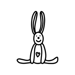 The Easter bunny. Big-eared Easter rabbit.Hand-drawn vector illustration in the doodle style. Design for Easter