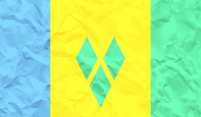 Abstract vector grunge flag of Saint Vincent and the Grenadines country.