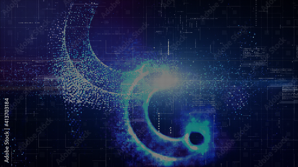 Poster technology digital abstract background, digital matrix particles grid virtual reality abstract cyber