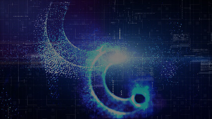 Technology digital abstract background, Digital matrix particles grid virtual reality abstract cyberspace environment background. 3d rendering