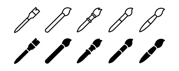 Paint brush icon set. Vector graphic illustration. Suitable for website design, logo, app, template, and ui. 