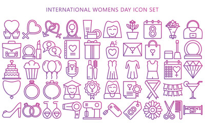 Fototapeta na wymiar international womens day gradations outline icons set, symbols collection. Vector illustration, March 8 for your design, EPS 10 ready convert to SVG