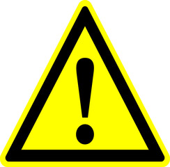 Exclamation Mark sign. Caution symbol for attention warning. Yellow and black triangular sign or icon symbol.