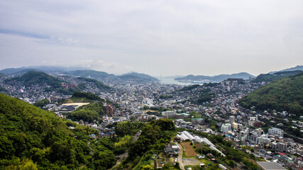 Fototapeta na wymiar Panoramic view of Nagasaki City taken from aerial photography_17