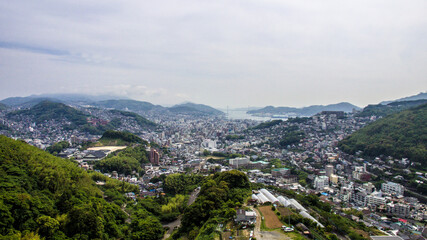 Fototapeta na wymiar Panoramic view of Nagasaki City taken from aerial photography_16