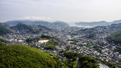 Fototapeta na wymiar Panoramic view of Nagasaki City taken from aerial photography_10